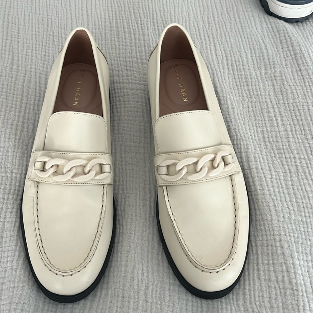 Cole Haan cream loafers with buckle. Never worn